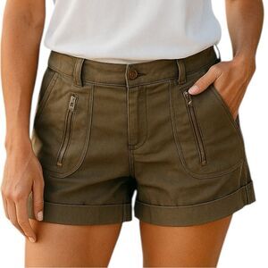 Trina Turk Brown Khaki Cargo Utility Casual Cotton Outdoor Shorts Women’s Size 4